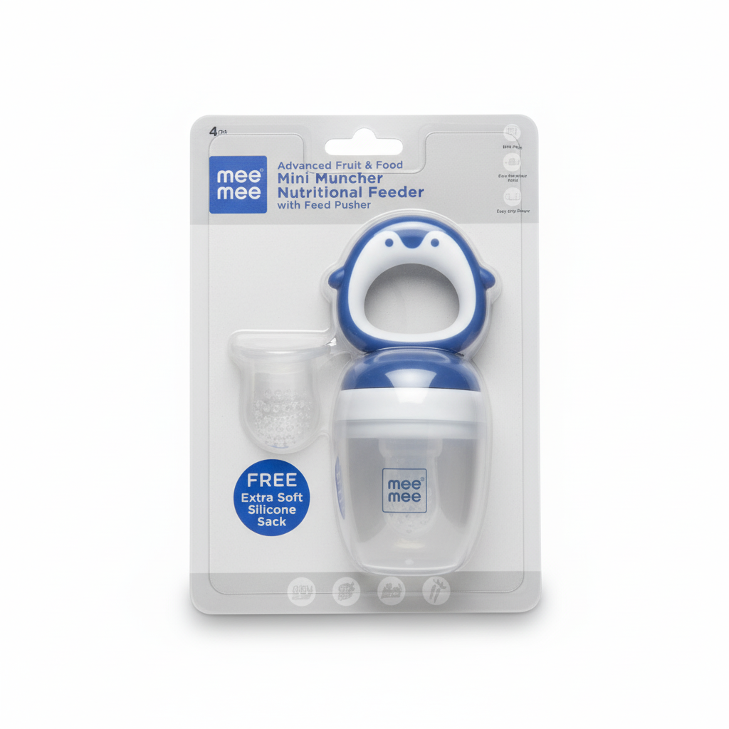 Fruit & Food Feeder | Anti Choking Fruit Pacifier | BPA Free Soother | Soft Nibbler/Feeder with Extra Mesh for Newborn, Infants, Toddlers - Blue