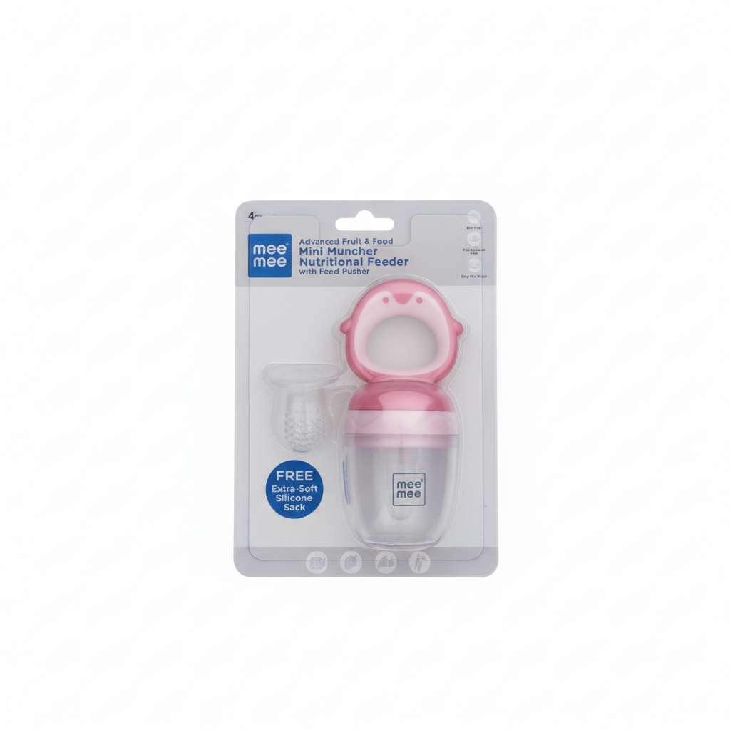 Fruit & Food Feeder | Anti Choking Fruit Pacifier | BPA Free Soother | Soft Nibbler/Feeder with Extra Mesh for Newborn, Infants, Toddlers - Pink