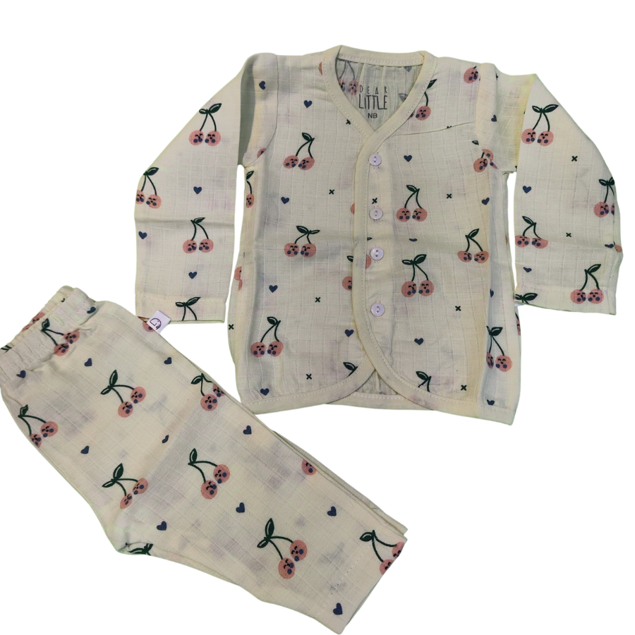 Muslin - Full sleeve vest & pant yellow
