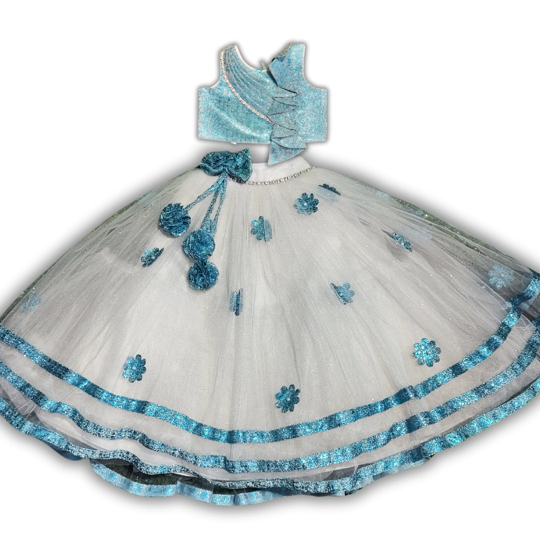 Sea Green & WHITE Ghagra Choli