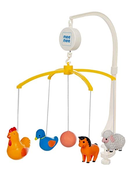 Mee Mee Musical Cot Mobile Hanger Nursery Decoration Baby Shower Birthday Gift | Baby Bed Automatic Toy Decoration | Enhances Auditory & Visual Development | 0-24 Months (5-Toy Safari Theme)