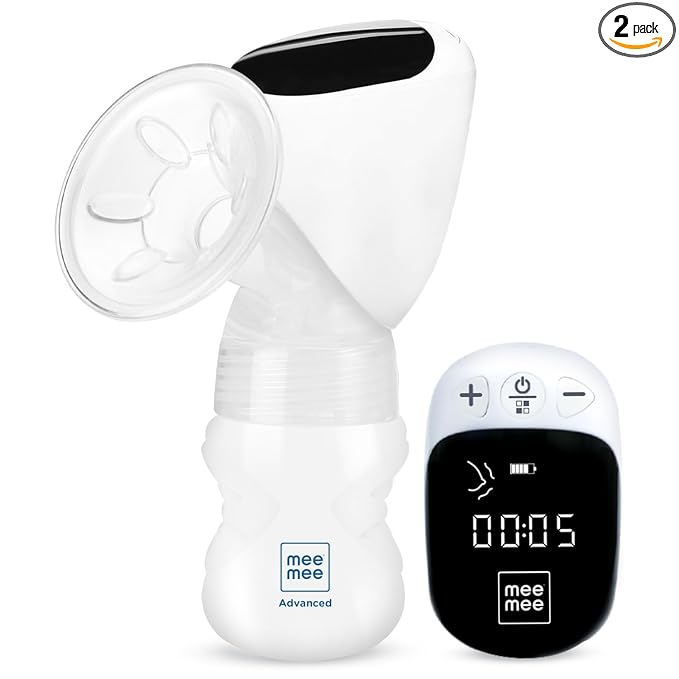 Mee Mee Advanced Digital Electric Breast Pump - 3 Modes for Gentle Massage, Effective Suction & Let-Down Stimulation - Ideal for Nursing & Breastfeeding - White