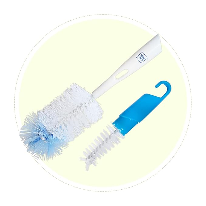 Mee Mee 360° Movable Silicone Bristle Baby Feeding Bottle & Nipple Cleaning Brush | Ergonomic Handle | Easy to Clean Bottle Corners for Narrow & Wide Neck | BPA Free, Easy Hanging Storage (Dark Blue)