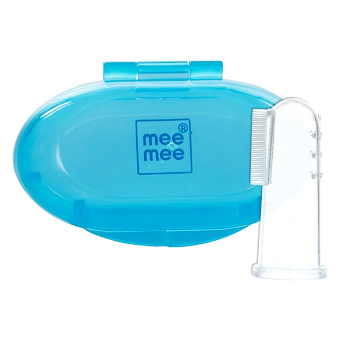 Mee Mee Silicone Baby Finger Toothbrush With Carry Case | Great For Massaging & Cleaning Gums | BPA-Free, Travel-Friendly Oral Care