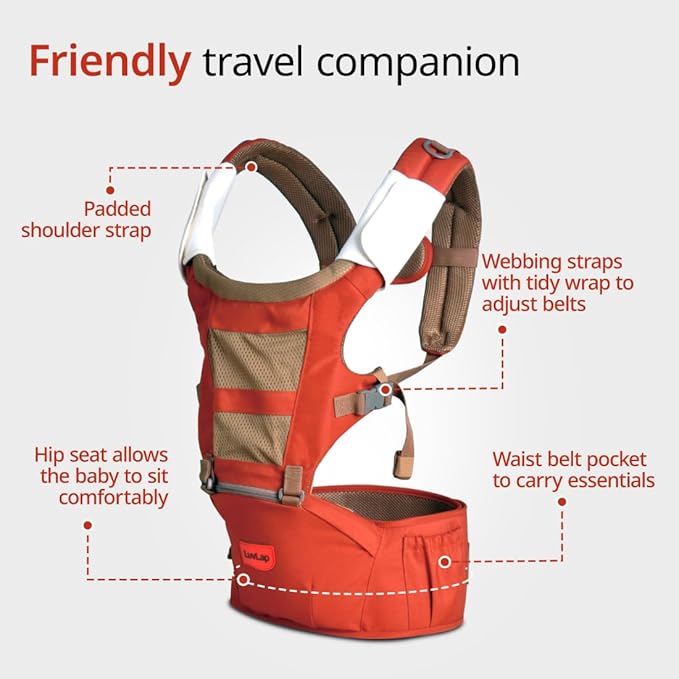 LuvLap Royal Hip Seat Baby Carrier with 4 Carry Positions, Baby Carrier with Hip seat for 6 to 24 Months Baby, Adjustable New-Born to Toddler Carrier, Max Weight Up to 15 Kgs