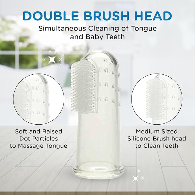 Mee Mee Silicone Baby Finger Toothbrush With Carry Case | Great For Massaging & Cleaning Gums | BPA-Free, Travel-Friendly Oral Care