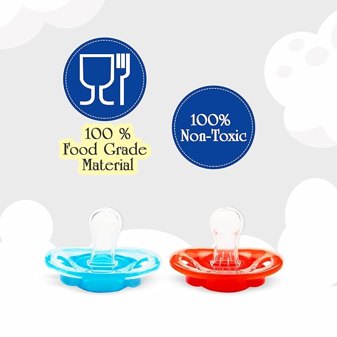 Mee Mee Baby Pacifier Ultra Light Soft Silicone Nipple| BPA Free | Oral stimulatory | Teether | Pack of 2 | 0-6
