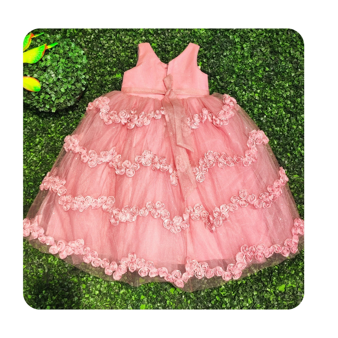 Pink Floral print Long Frock