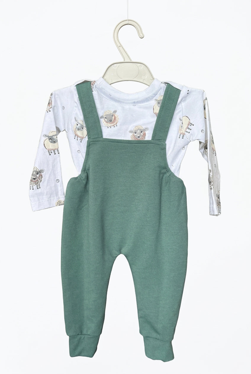Infant care - Adorable Baby in Cute Green Sheep Outfit