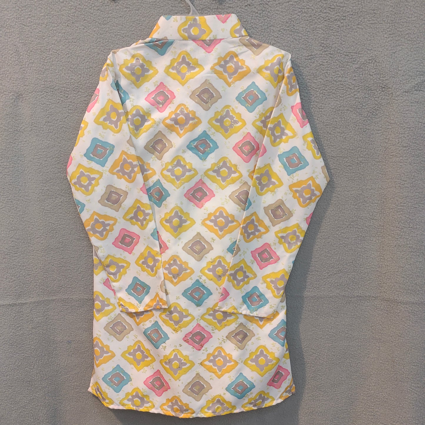 Pastel Multicolor Geometric Print Festive Kurta for Boys