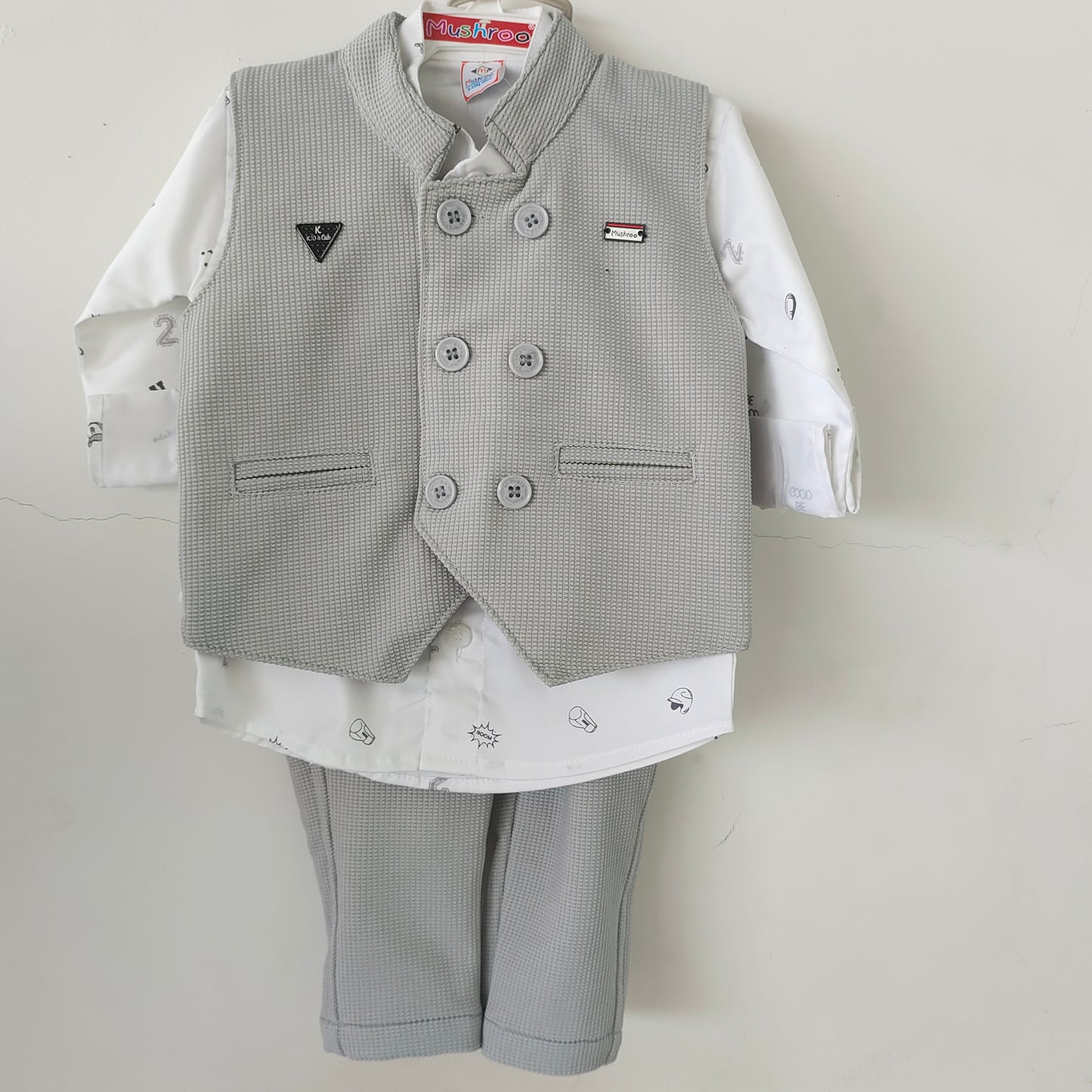Baby Boys Premium Grey Formal Waistcoat Clothing Set | 12-18 Months