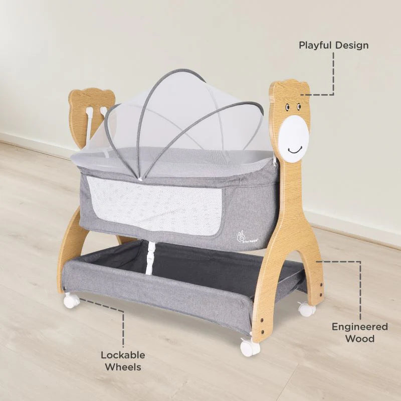 R for Rabbit Lullabies Woodsy Manual Baby Cradle Beige