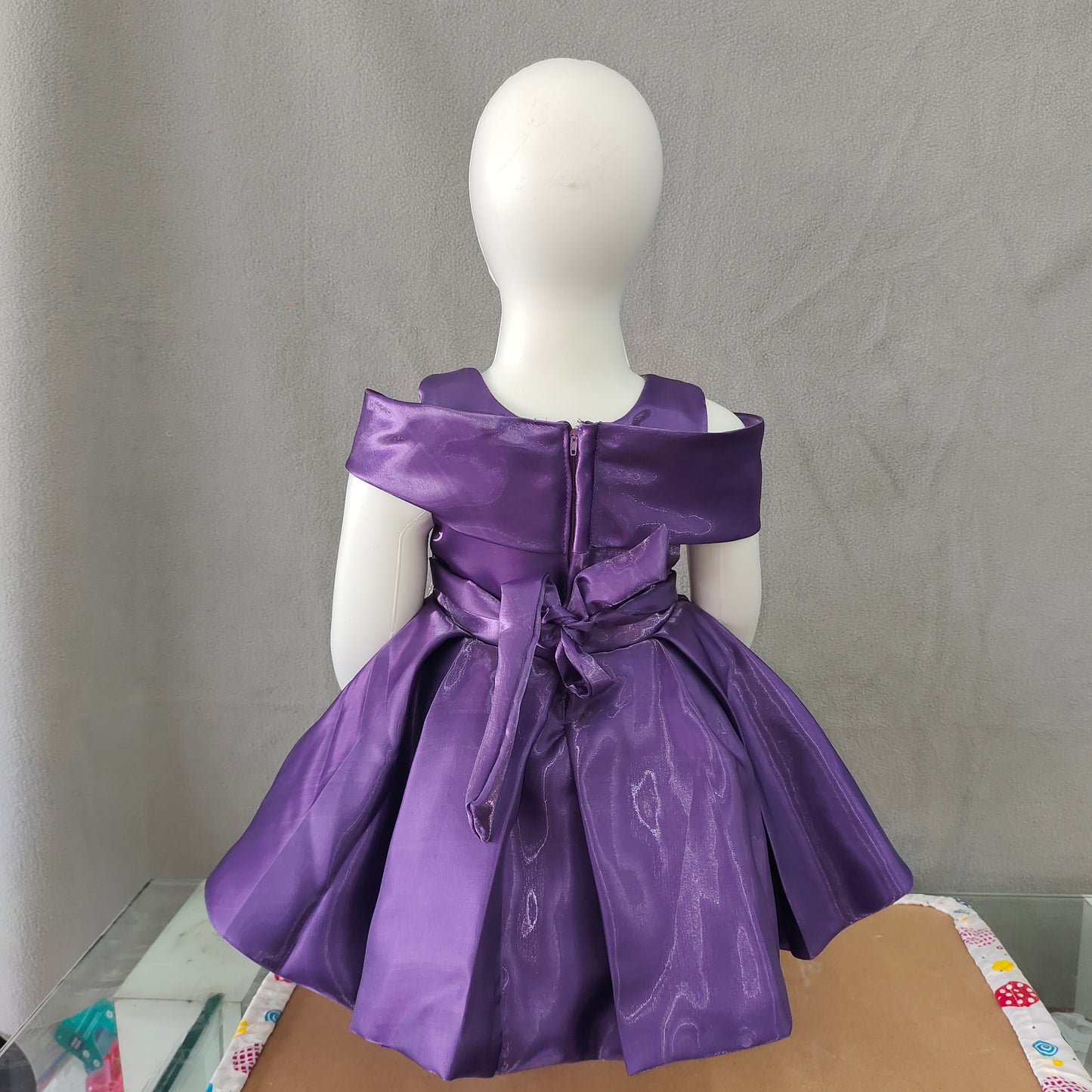 Elegant purple satin frock | Party frock | 6 months