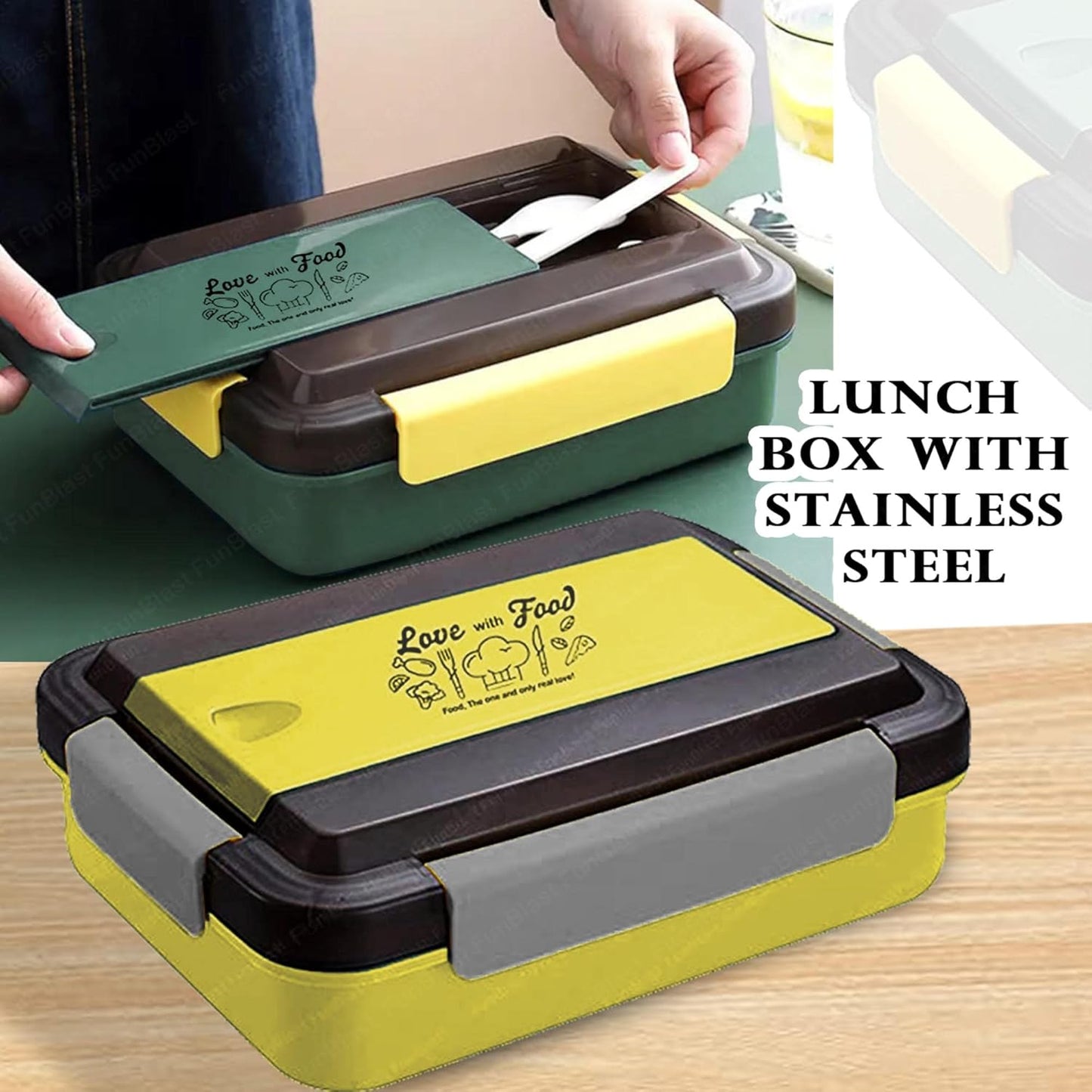 Stainless Steel Lunch Box with Spoon & Fork