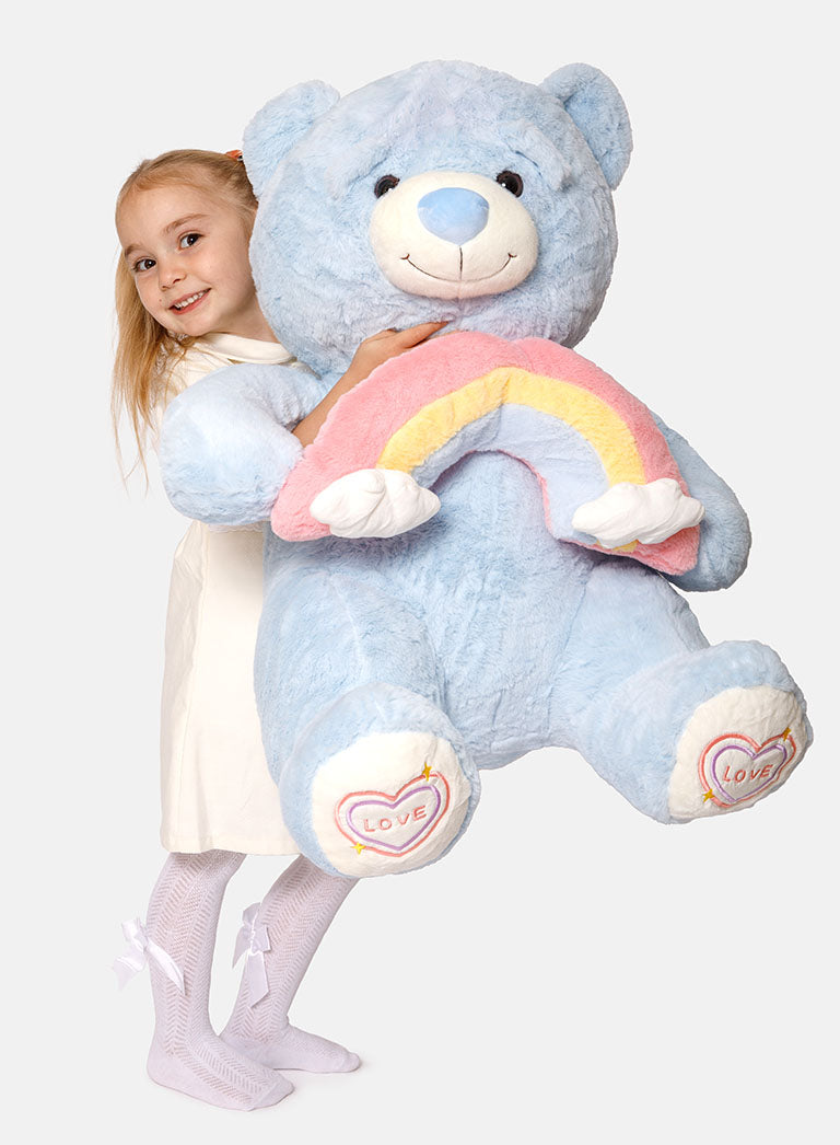 Rainbow Collection Jumbo Plush Teddy Bear – Baby Blue Soft Toy