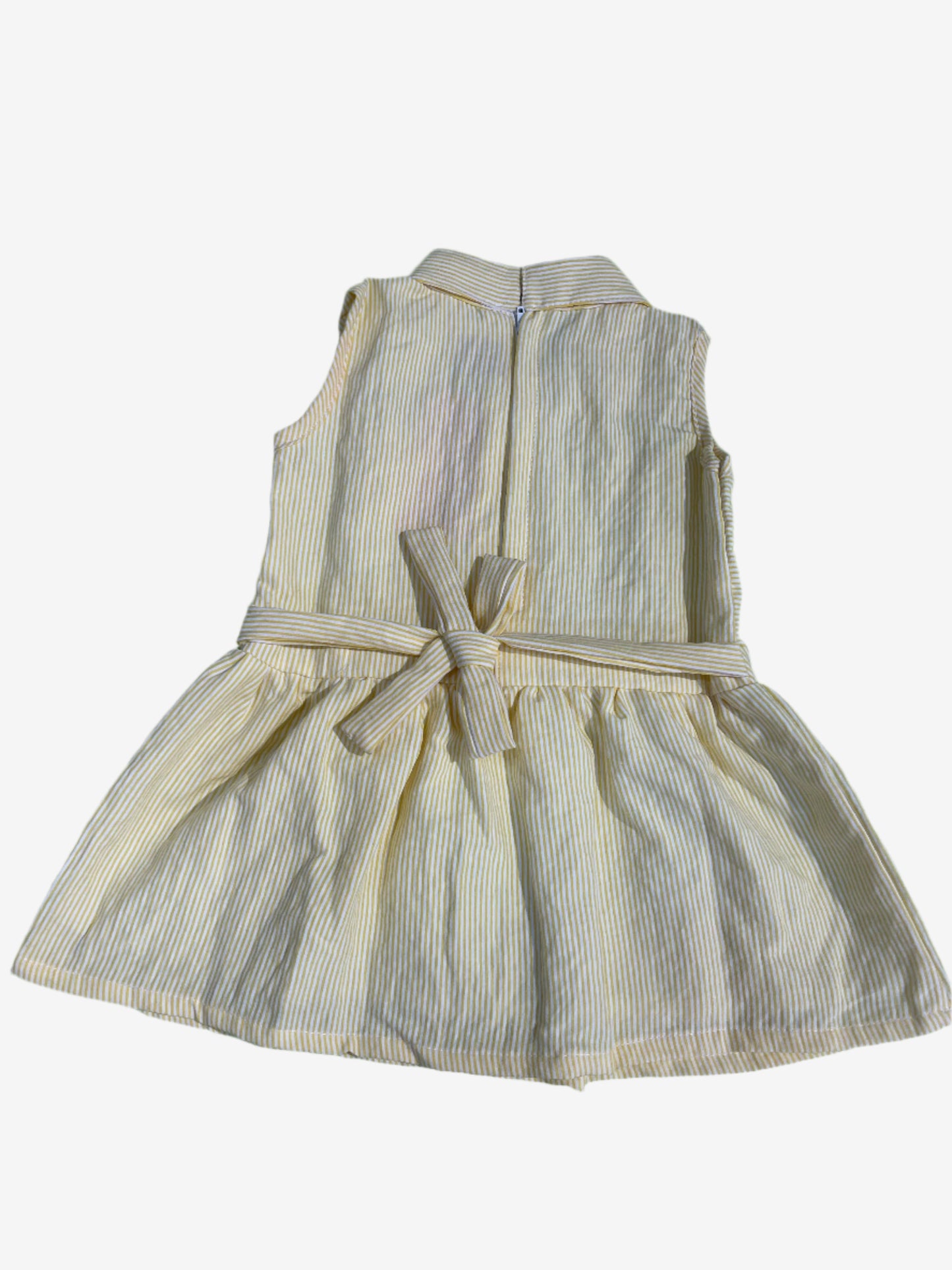 Light yellow and white vertical pinstripes cotton frock