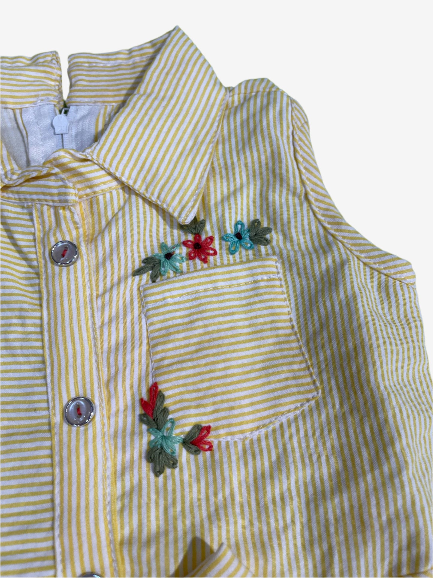 Light yellow and white vertical pinstripes cotton frock