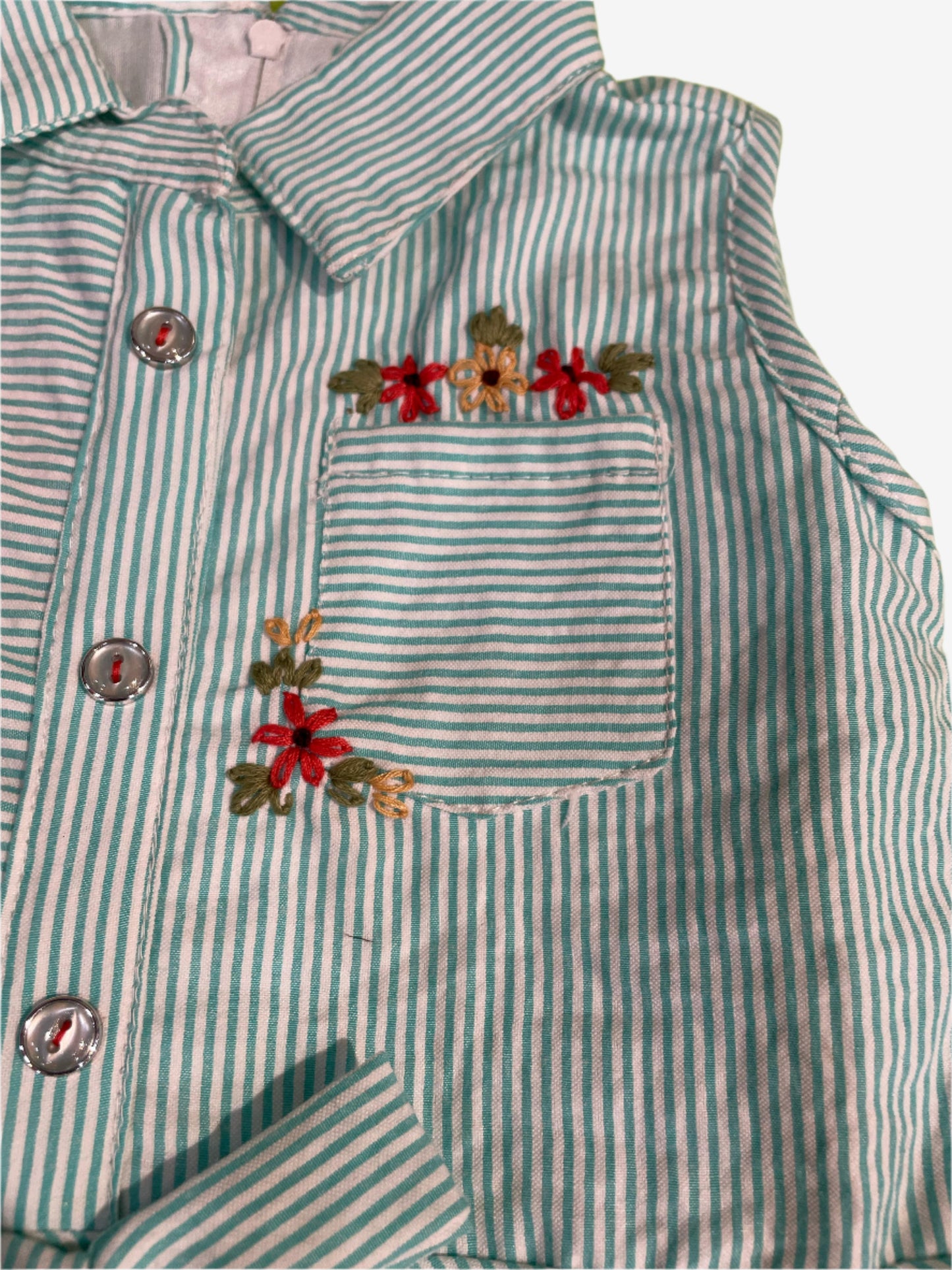 Light Green and white vertical pinstripes cotton frock