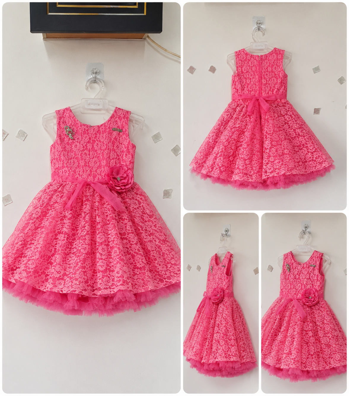 Pink Lace Party Dress for Girls | Elegant Sleeveless Princess Dress | Size 20