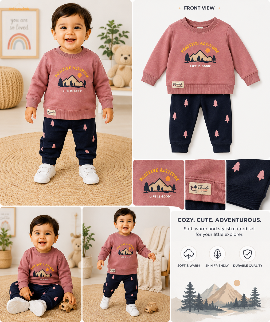 Little Mee Positive Altitude Baby Winter Wear Set – Pink