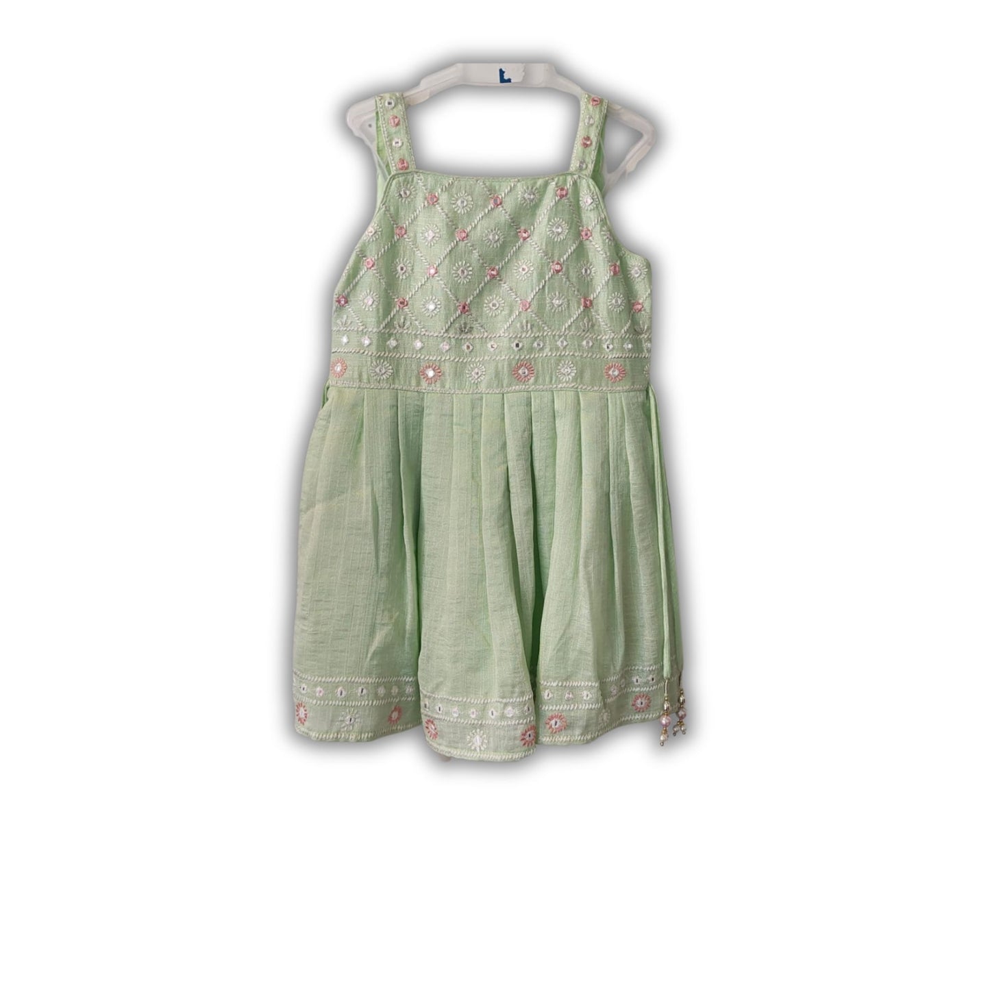 Mint Green Embroidered Sleeveless Baby Girl Dress