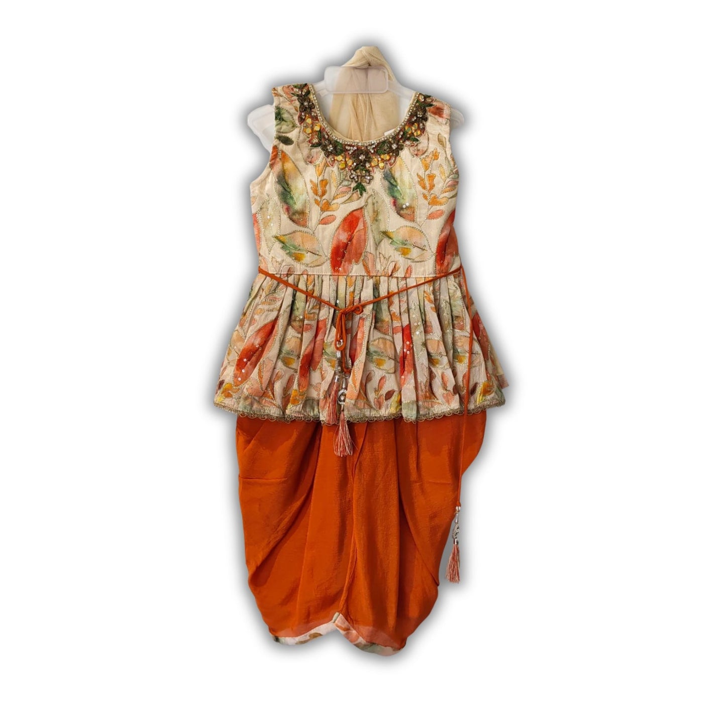Printed Peplum Top with Dhoti Pants Set for Baby Girls
