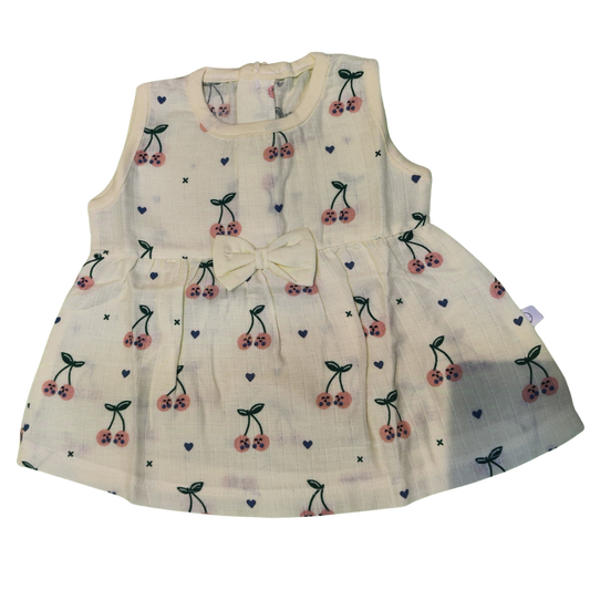 Muslin - Bow Frock Sleeveless Yellow Cherry