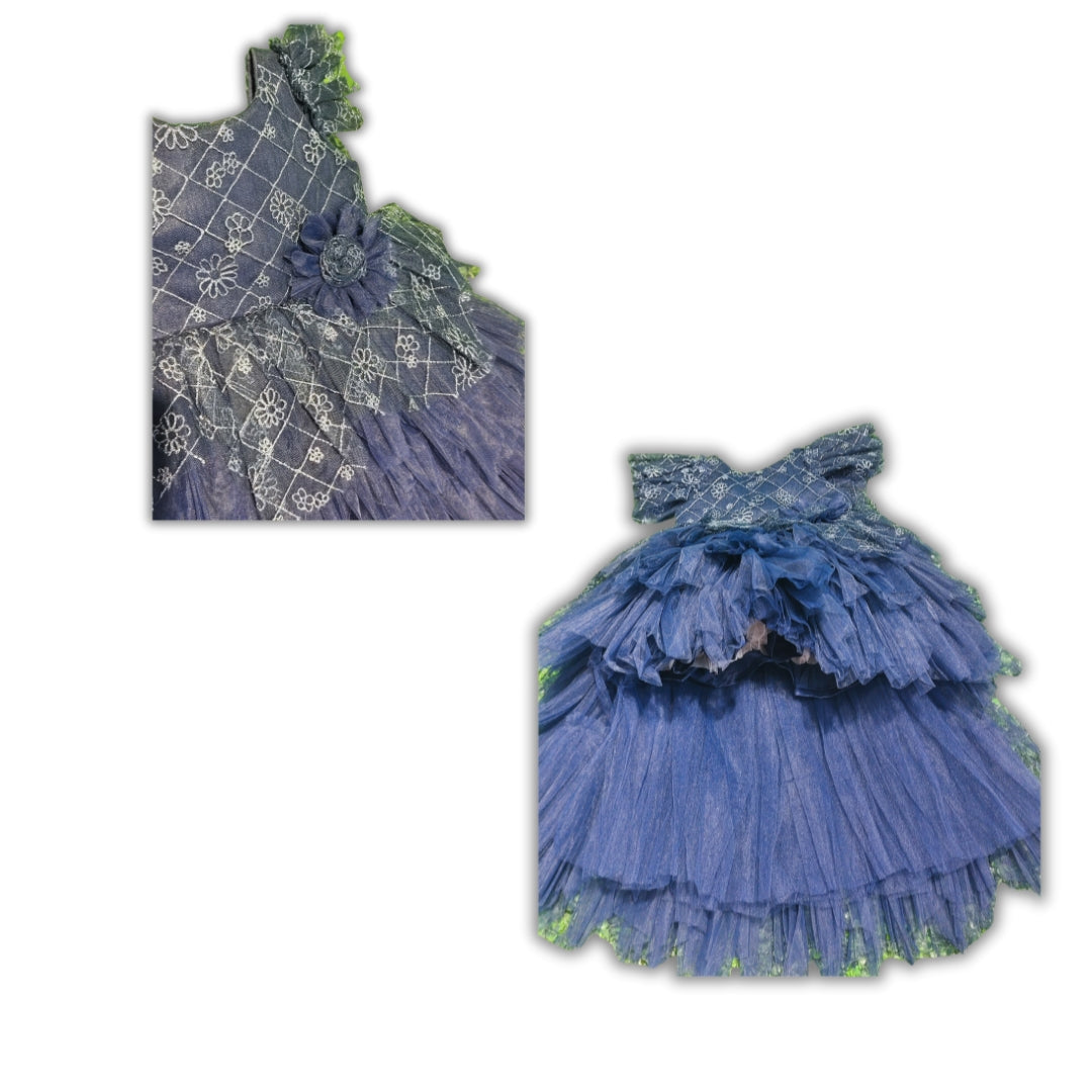 Navy Blue Color Step Tail Frock