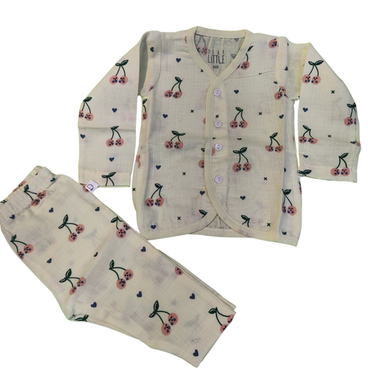 Muslin - Full sleeve vest & pant yellow