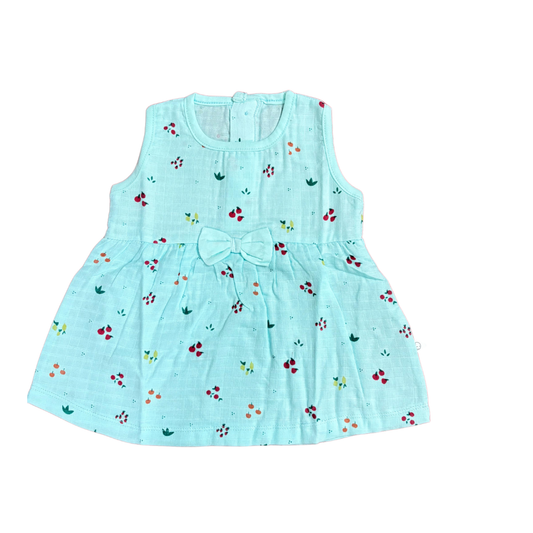 Muslin - Bow Frock Sleeveless Blue Fruit