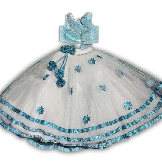Sea Green & WHITE Ghagra Choli
