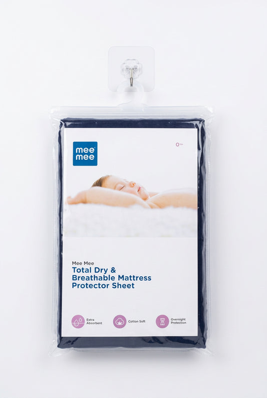 Mee Mee Total Dry & Breathable Mattress Protector Sheet |  Navy Blue