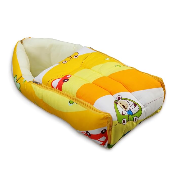 LuvLap 3 in 1 Baby Bed,Sleeping Bag&Carry Nest,Cotton Baby Bedding for New Born&Infant,Portable Bassinet,Unisex Baby Sleeping Bed,0M+ (Cars Print,Multicolour)