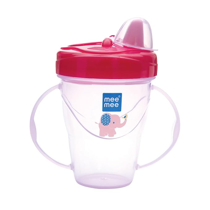 Mee Mee Baby Trainer Sippy Cup | Soft Spout, Leakproof Sipper for Toddlers | Dual Handle for Easy Grip | Non -Toxic, Lightweight & BPA Free, Pink (180 Ml)