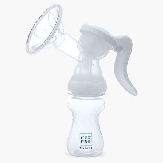 Mee Mee Advanced Manual Breast Pump - 180° Rotating Handle, BPA-Free, Soft Silicone Shield, Overflow Preventer Silica Gel Cup, Soothing Massage, Easy-to-Use Breastfeeding Mothers