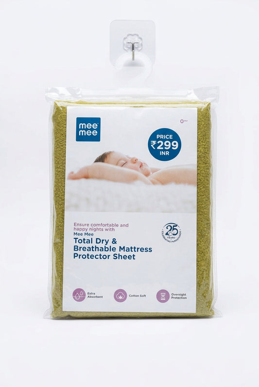Mee Mee Total Dry & Breathable Baby Mattress Protector Sheet – Extra Absorbent & Soft ( Medium Size)
