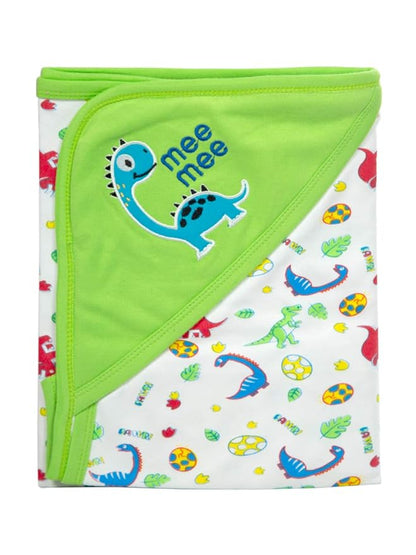 Mee Mee Warm and Soft Wrapper Blanket with Hood, Giraffe, Green (284.0mm L X 5.0mm