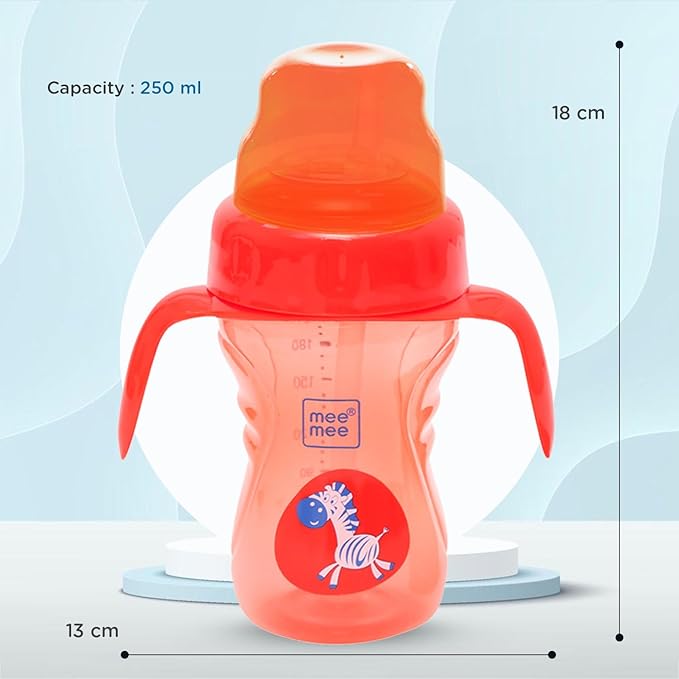 Mee Mee Baby Trainer Sippy Cup | Soft Spout, Leakproof Sipper for Toddlers | Dual Handle for Easy Grip | Non -Toxic, Lightweight & BPA Free, Red (240 Ml)