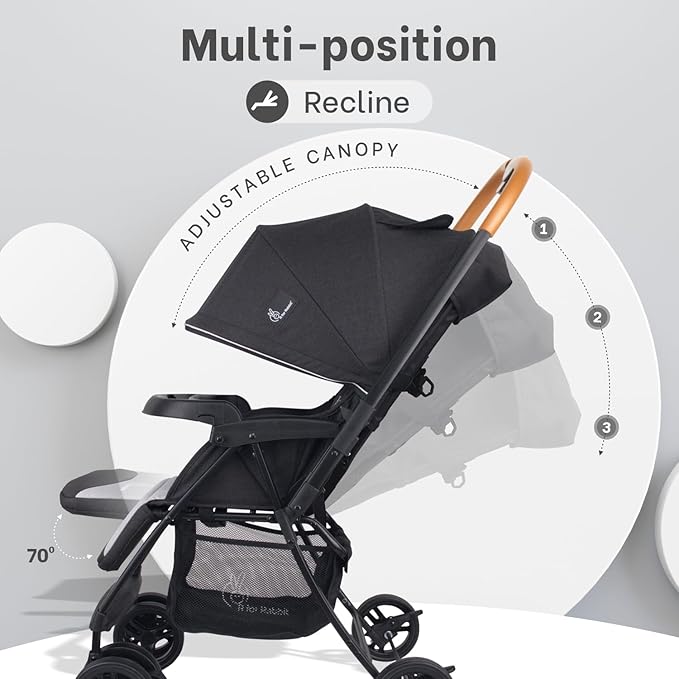 R for Rabbit Poppins Joy Stylish Baby Stroller | Pram for Kids with Reversible Handle | New Born Babies Stroller for 0 to 3 Years Boy and Girl (Black Grey)