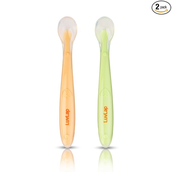 LuvLap Baby Feeding Spoon Set Of 2 With Ultra Supple 100% Silicone