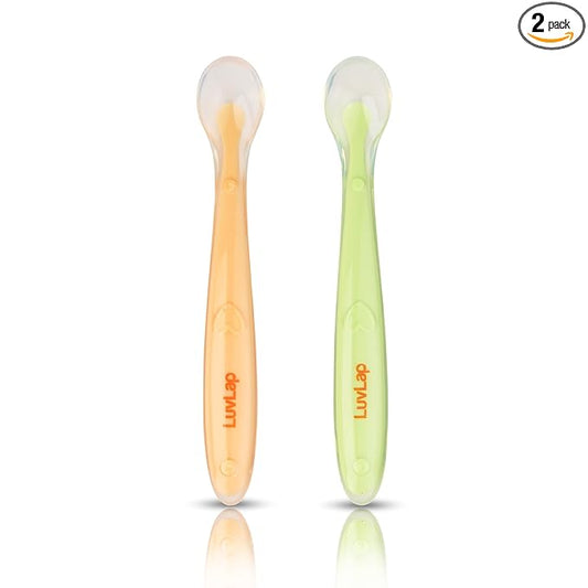 LuvLap Baby Feeding Spoon Set Of 2 With Ultra Supple 100% Silicone