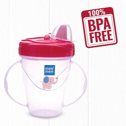 Mee Mee Baby Trainer Sippy Cup | Soft Spout, Leakproof Sipper for Toddlers | Dual Handle for Easy Grip | Non -Toxic, Lightweight & BPA Free, Pink (180 Ml)
