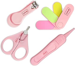 LuvLap Baby 4in1 Nail Grooming Set, Scissor, Clipper, Tweezer & Filer, Baby Grooming Kit, Baby Nail Scissor, Grooming Kit for New Born Baby, Baby Nail Cutter, New Born Grooming Kit, 4pcs, White, 0m+