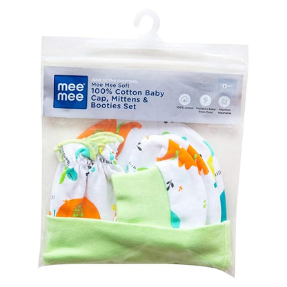 Mee Mee Soft Cotton Baby Cap, Mittens & Booties Set