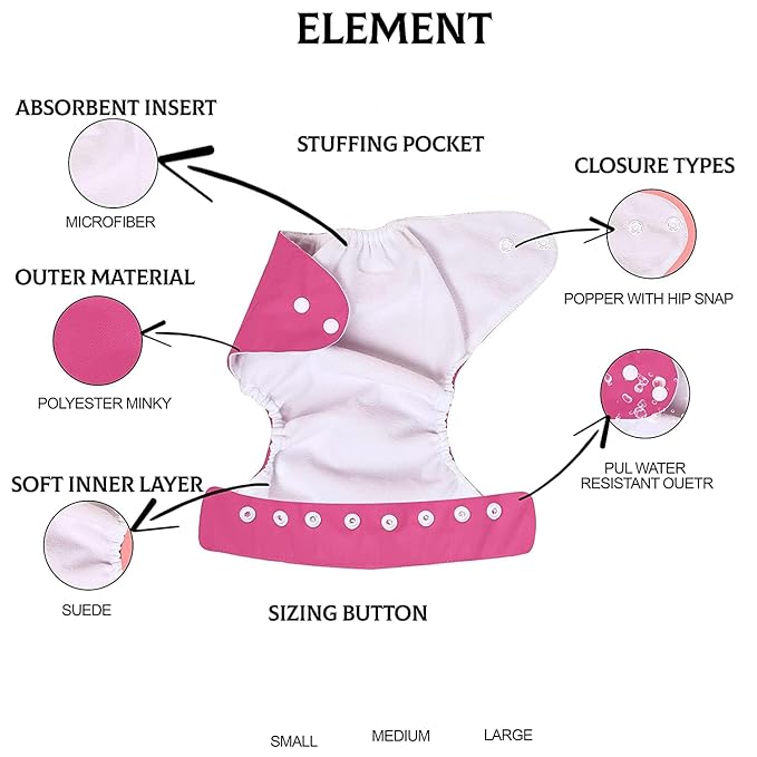 Baby Cloth Diapers One Size Adjustable Washable Reusable for Baby Girls and Boys