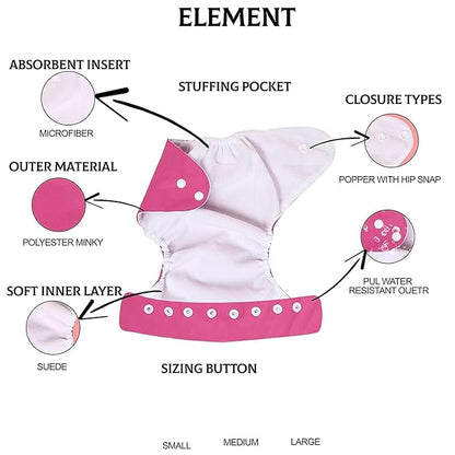 Baby Cloth Diapers One Size Adjustable Washable Reusable for Baby Girls and Boys