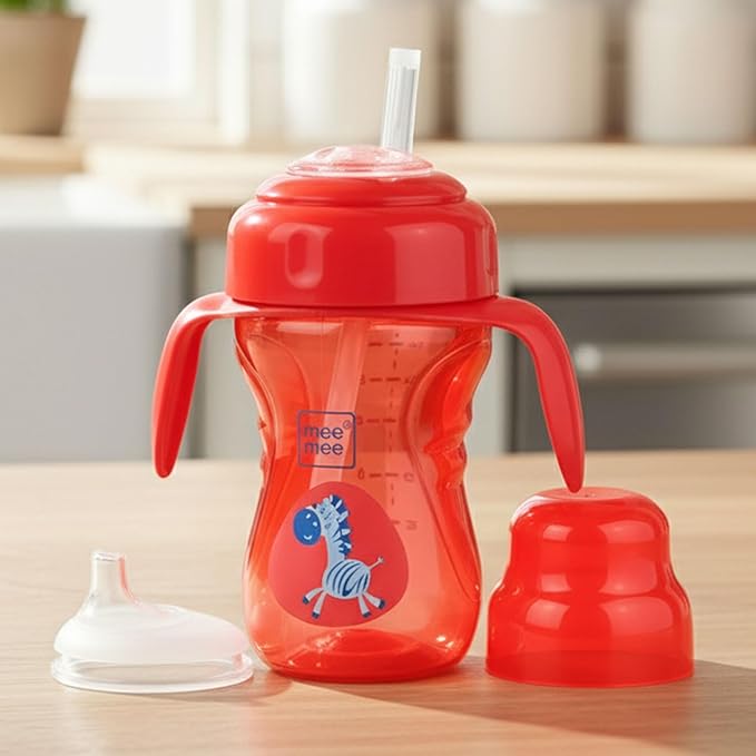 Mee Mee Baby Trainer Sippy Cup | Soft Spout, Leakproof Sipper for Toddlers | Dual Handle for Easy Grip | Non -Toxic, Lightweight & BPA Free, Red (240 Ml)