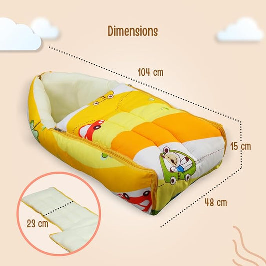 LuvLap 3 in 1 Baby Bed,Sleeping Bag&Carry Nest,Cotton Baby Bedding for New Born&Infant,Portable Bassinet,Unisex Baby Sleeping Bed,0M+ (Cars Print,Multicolour)