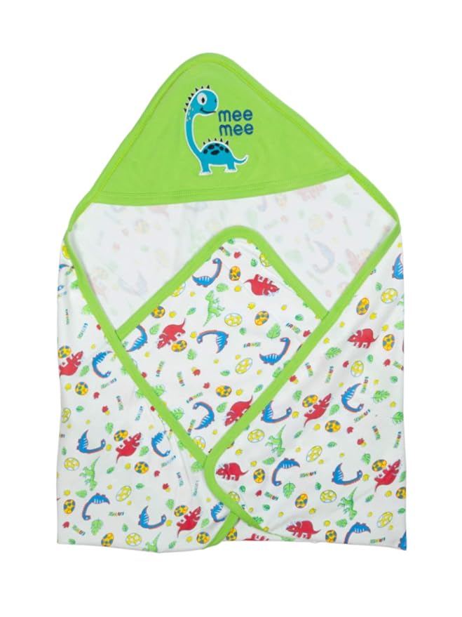 Mee Mee Warm and Soft Wrapper Blanket with Hood, Giraffe, Green (284.0mm L X 5.0mm