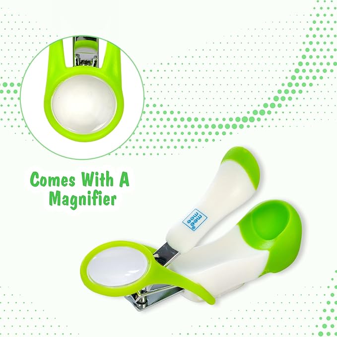 Mee Mee Gentle Nail Clipper (Pack of 1 - With Magnifier, White/Green
